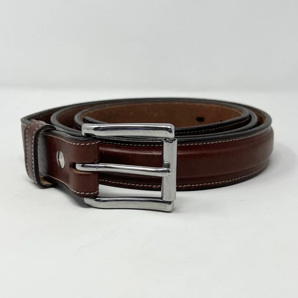 Hanks Belts 100 Year Belt Mens Sz. 50 Brown Full Grain Leather Roller Buckle USA
